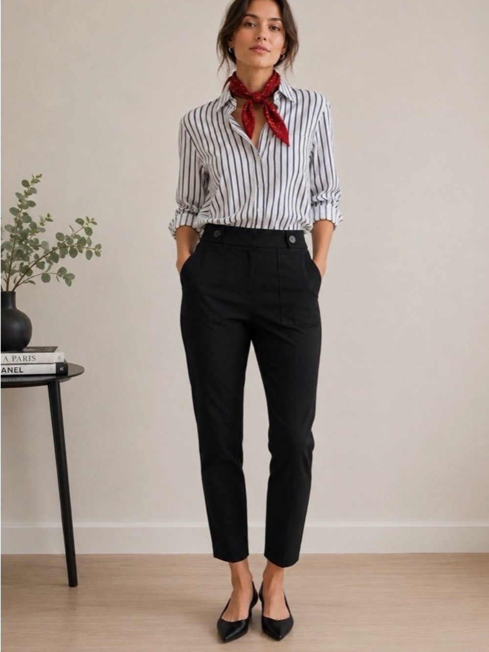 LOFT Marisa Black Cropped Ankle Pants, sz 6, NWT